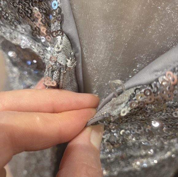 Christina Wu Silver Sequin Evening Gown - Picture 8 of 11